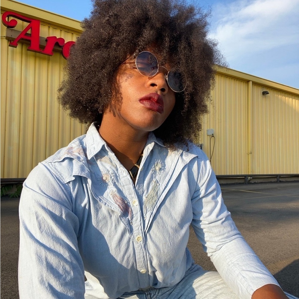 Embroidered Denim Top